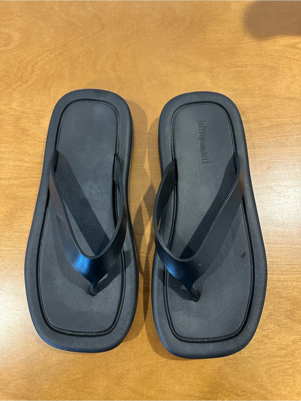 Jeffrey Campbell Black Square-Toe Flip Flop Sandals